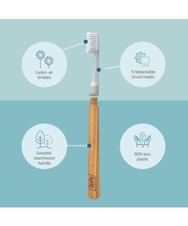 TEPE Choice Soft Toothbrush - Dental Toothbrush with 3 Replaceable Heads - Gray - Ideal for Gentle Teeth Cleaning - International Shipping Available - Buy Online on GoSupps.com