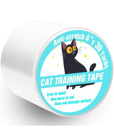 Polarduck Anti Cat Scratch Tape, 4 inches x 30 Yards Cat Training Tape, 100% Transparent Clear Double Sided Cat Scratch Deterrent Tape, Furniture Protector for Couch, Carpet, Doors, Pet & Kid Safe
