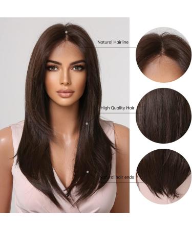 HAIRCUBE Long Brown Lace Wig - Middle Part Natural Style for Daily Wear - Buy Online on GoSupps.com