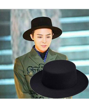 Classic Black Flat Top Fedora Hat for Unisex - Brim Church Derby Cap - Buy Online on GoSupps.com