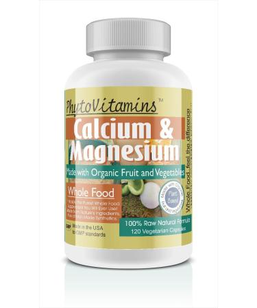 Organic Whole Food Calcium & Magnesium 120-Count Vegetarian Capsules by PhytoVitamins