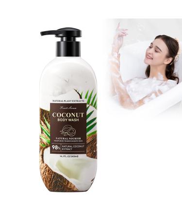 Boxiatil Coconut Body Wash 400ml gentle body wash hypoallergenic cleanser for dry and sensitive skin sulfate-free paraben-free odor-eliminating fresh for women and men