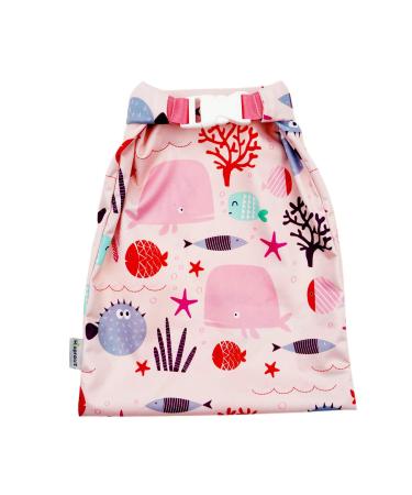 Hisprout Grab and Go Waterproof Washable Reusable Diaper Wet Bag (Pink Fish)