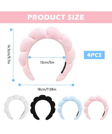 4 Pack Sponge Headband Set for Women - Cute Clouds Spa and Makeup Headbands in Black, White, Pink, and Blue - Perfect for Skincare and Makeup Removal - Buy Online on GoSupps.com