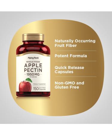 Piping Rock Apple Pectin Capsules 1950 mg | 150 Count | Dietary Supplement | Non-GMO Gluten Free - Buy Online on GoSupps.com