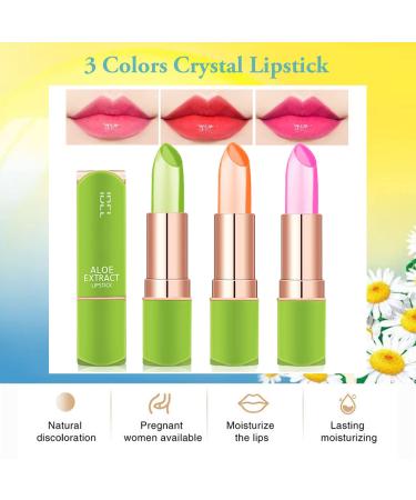 ZARICS Aloe Vera Lipstick Set A - Color Changing Lip Balm Moisturizing Korean Lip Tint | Crystal Jelly Lip Stain Waterproof Magic PH Lipstick for Women - Buy Online on GoSupps.com