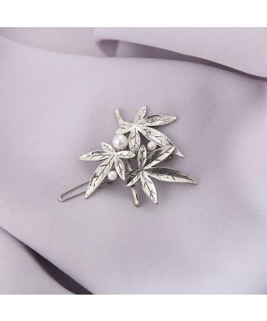 BYBYCD Vintage Sweet Women Jewelry Plum Blossom Flower Maple Leaf Cherry Girls Hair Accessories Side Clip Flower Barrette Pear Hairpin(D)