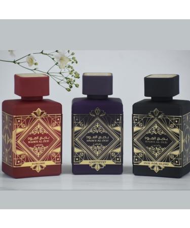 Lattafa Perfumes Bade'e Al Oud for Unisex 3 Piece Eau de Parfum Gift Set (Oud For Glory + Amethyst + Sublime) 3.4 Ounce/100 ml each Bade'e Al Oud for Glory 3.4 Fl Oz (Pack of 1) - Buy Online on GoSupps.com