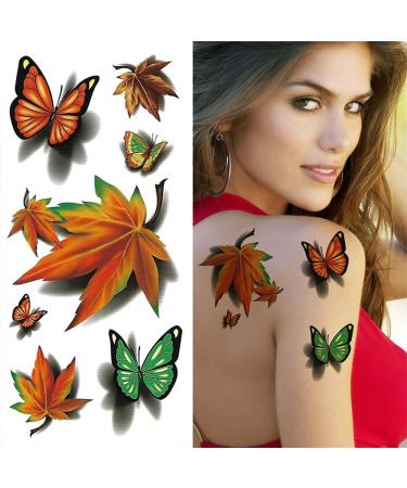 8 Large Sheets 3D Butterfly Temporary Tattoos for Women - Waterproof & Vibrant Designs | Flowers, Dragonfly, and More - Ideal for Girls (Style 2) - Buy Online on GoSupps.com