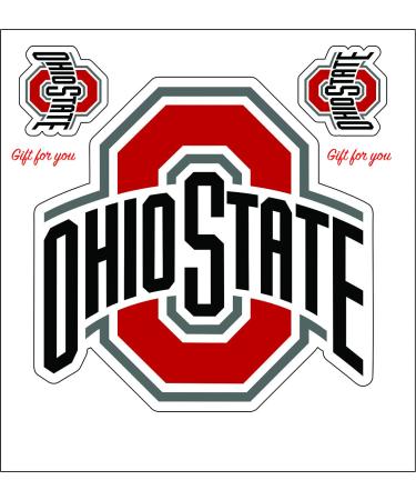 Powdraw Stickers Ohio State University NCAA Stickers (Any Size) Ohio State University Logo Decal Vinyl for car bamper, Helmet, Laptop, tumblers Team Colors (5inch)