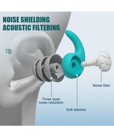 Soft Silicone Reusable Ear Plugs for Noise Reduction - Swimming, Concerts, Shooting, Surfing - Cyan (0.59X0.74inch) - Men and Women - Buy Online on GoSupps.com