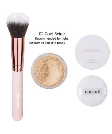 PHOERA Full Coverage Foundation Set with Primer, Powder, and Concealer - Includes Kabuki Brushes and Makeup Sponges (102 Nude + 104 Buff Beige) - Buy Online on GoSupps.com