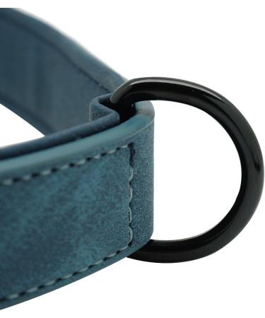 Didog Personalized Soft Padded Leather Dog Collar with Engraved Name Tag - Adjustable D-Ring for Small & Medium Dogs - XXL 50-60 cm Blue - Buy Online on GoSupps.com