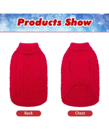 Bingpet Dog Sweaters - Cozy Turtleneck Knitting for Small/Medium Dogs & Cats - Warm Autumn/Winter Coat in Classic Red Braid - Buy Online on GoSupps.com