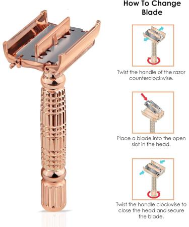 Kanzy Butterfly Rose Gold Safety Razor for Women & Men - Double Edge Single Blade Metal Reusable Shaving Kit for Perfect Shave - Buy Online on GoSupps.com