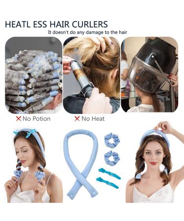Heatless Curls for Long Hair | Silk Lock Winder Curling Set | No Heat DIY Hairstyle | Overnight Wave Formers & Hairpins (Beige) - Buy Online on GoSupps.com