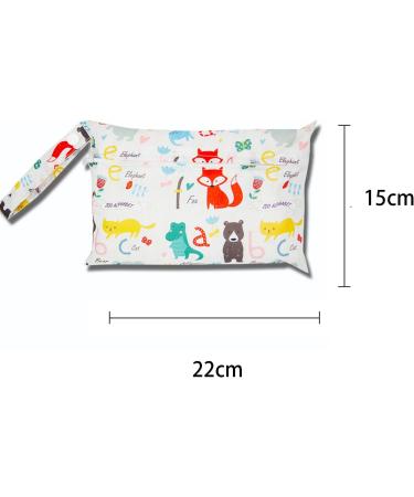 Qiantull Mini Diaper Bag - Colorful Animal Pattern Waterproof Wet/Dry Cloth Organizer Pocket for Babies Perfect for Swimming & Beach - 22x15cm - Buy Online on GoSupps.com
