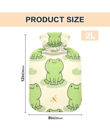 Hot Water Bottle with Cute Frog Cover - 2L Heating Bag for Pain Relief & Cramps | International Shipping Available - Buy Online on GoSupps.com