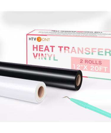 HTVRONT HTV Heat Transfer Vinyl Rolls: 12 x 12ft White HTV and Black Heat  Transfer Vinyl for Shirts 2 Rolls Black and White Iron on Vinyl Easy to Cut  & Weed for