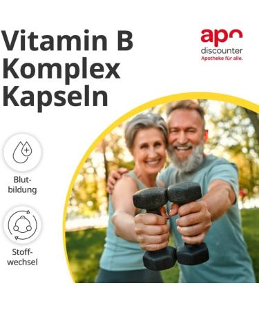 Apodiscounter Vitamin B Complex - 60 Vegan Capsules | All 8 B Vitamins for Optimal Health - Pharmacy Quality - Buy Online on GoSupps.com