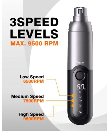 Toozey Dog Nail Grinder with LED Lights - Powerful Electric Nail Trimmer for Dogs & Cats - Buy Online on GoSupps.com