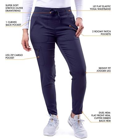 Adar Pro Flawless Plus Scrub Set for Women - Elevated V-Neck Top & Jogger Scrub Pants Small Navy - Buy Online on GoSupps.com