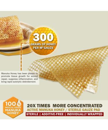 Everlit Care Honey Gauze - Medical Grade Manuka Honey Patches for Cuts Burns & Skin Tears | Sterile Wound Care Dressings (Pack of 10 - Buy Online on GoSupps.com