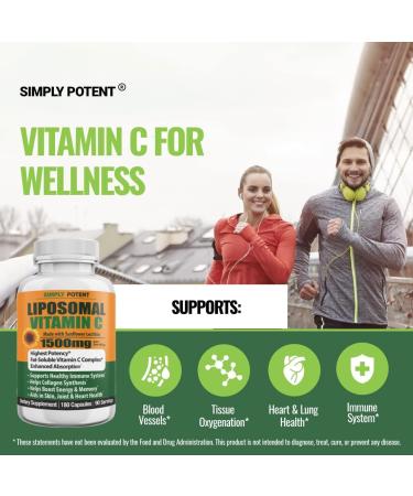 High Strength Liposomal Vitamin C 1500mg Capsules - Powerful Antioxidant for Immune Support, Collagen Production & Heart Health - Buy Online on GoSupps.com