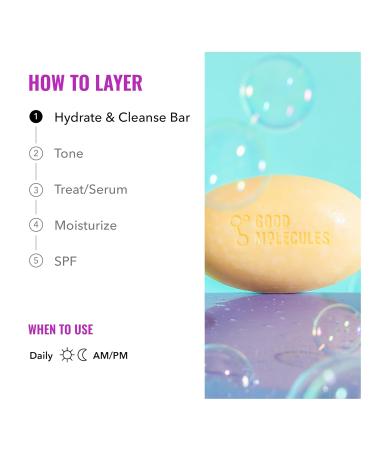 Good Molecules Hydrate and Cleanse Bar - Soap-Free Moisturizing Skincare with Macadamia Nut Almond Oil & Shea Butter for Face & Body - International Shipping - Buy Online on GoSupps.com