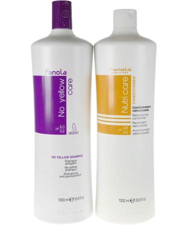 Fanola No Yellow Anti-Yellow Shampoo & Nutri Care Conditioner Bundle - 2000ML + 1000ML Ristrutt Shampoo - Best for Blonde & Gray Hair Care - Buy Online on GoSupps.com