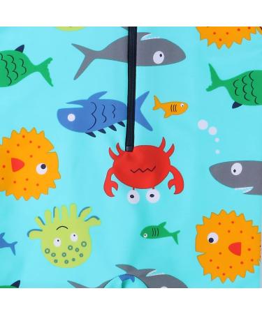 HUAANIUE Baby Boys Swimsuit with Hat UPF 50+ Sun Protection | 3-4 Years | Bluesealife Print - Buy Online on GoSupps.com