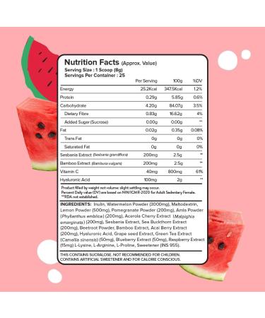 PL'IX Collagen Supplement Powder to support Skin Elasticity Firmness & Youthful Glow | 100% Plant-based with Hyaluronic Acid & Vitamin C | For Women & Men | Watermelon Flavour Pack of 1 - Buy Online on GoSupps.com