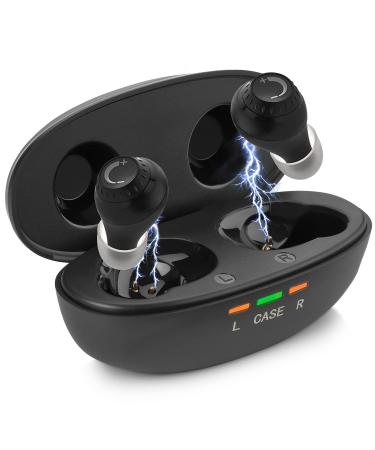 Mini Digital - ITE Rechargeable Personal - Lightweight Device with Noise Cancelling In-Ear Detection & Volume Control Dial for Adults Seniors Black