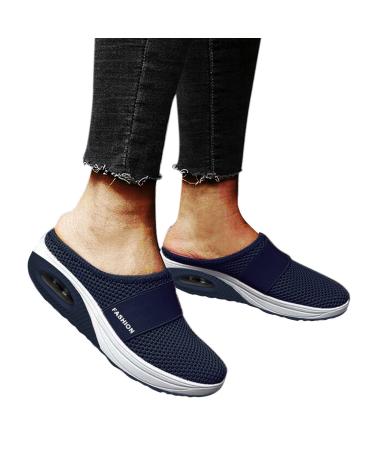 GETBEE Fashion Sneakers for Women Diabetic Air-Cushion Slip-On Walking Shoes Orthopedic Diabetic Slippers Shoes 8.5 A1-dark Bule