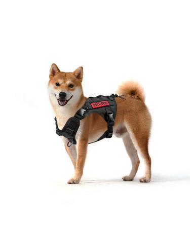 Oneigris dog harness Fire Watcher Tactical Dishes MoLL safety harness service dog dog vest with 1 handles and 2 no-pull D-ring 1000d nylon (XS black) XS black