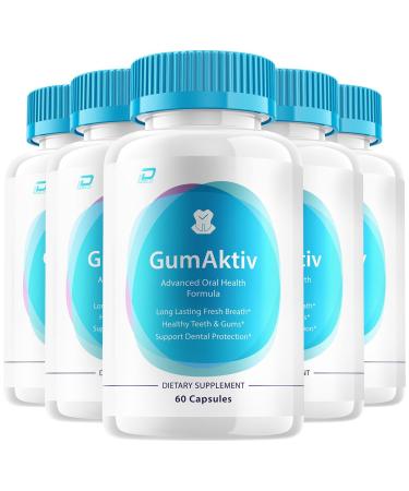 Indelo GumAktiv Dental Support Capsules - GumAktiv Pills Supplement with Oral Formula Gum Aktiv Dental Health Pills Reviews (5 Pack - 300 Capsules)