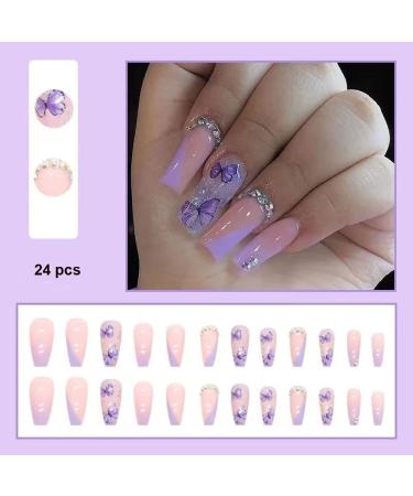 Magrace French Tip Fake Nails - 24 Pcs Square Stick on Nails for Women (A-5) A-3 - Buy Online on GoSupps.com