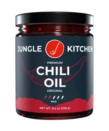 Jungle Kitchen Chili Crisp Mild Flavor  Gourmet Vegan Chili Crunch Oil Sauce With a Slightly Spicy but Savory Taste  Great for Meats, Stir Fry, Vegetables  Made in the USA  8.4 Ounces