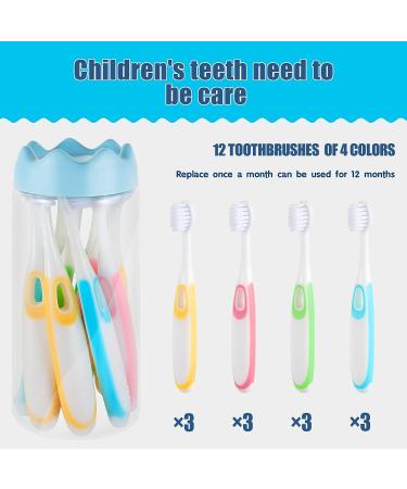 Moroluru 12-Piece Kids Toothbrush Set - Extra Soft Manual Toothbrush for Boys and Girls (2+ Years) in Pink, Yellow, Blue, and Green - Buy Online on GoSupps.com