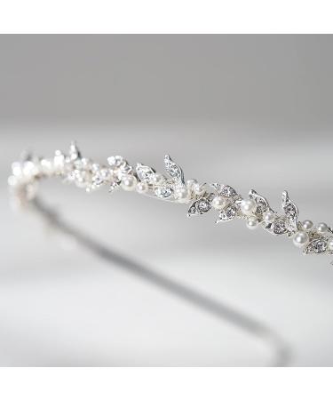 SWEETV Silver Crystal Rhinestone Bridal Headband with Pearls - Wedding Hair Accessories for Women - Buy Online on GoSupps.com