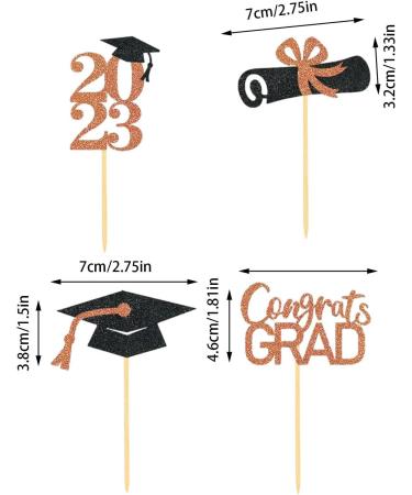 WOTEG Graduation Cupcake Toppers 2023 | Graduation Theme Cupcake Toppers - Grad Caps Food Appetizer Picks Cake Graduation Party Decorations Diploma Cupcake Picks for Cake Rose Gold - Buy Online on GoSupps.com