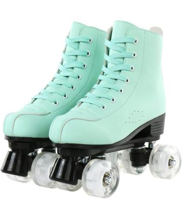 Unisex High-top PU Leather Roller Skate Shoes | Double-Row 4 Wheel Skates | Beginner Indoor Outdoor with Flash Wheel - Size 37 - Buy Online on GoSupps.com