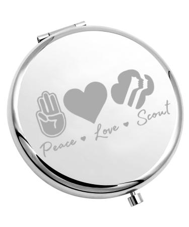 TIIMG Girls Scout Gift Peace Love Girls Scout Symbol Compact Mirror for Daughter Niece (Love Girl Scout Mirror)