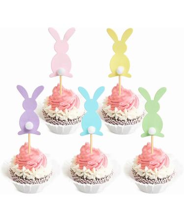 Hosiwei Easter Bunny Food Picks for Cake Decoration 25Pcs Wooden Bunny Picks with Spring Theme for Easter Party Supplies Easter Decorations for Dessert Table - Buy Online on GoSupps.com