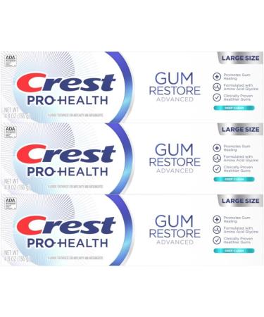 Crest Pro-Health Advanced Gum Restore Deep Clean Toothpaste 4.8 oz Pack of 3 -Anticavity Antibacterial Flouride Toothpaste Clinically Proven Gum and Enamel Protection - Buy Online on GoSupps.com