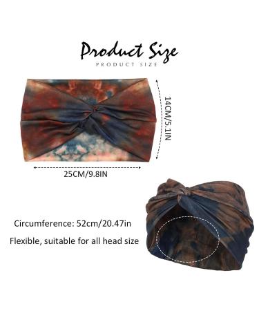 GORTIN Black Boho Wide Headbands 4 Pack - Leopard Knot Twist Head Wraps for Women - Stretchy Sweatbands Turban Hair Accessory - B-Fashion Tie-dye - Buy Online on GoSupps.com