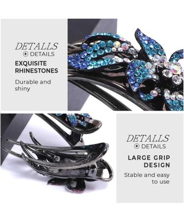 2pcs Rhinestone Double Flower Hair Clip Elegant Hair Ornament Women Hair Claw Hair Crystal Rhinestone Hair Clip Kit Barrettes Crystal Glitter Hair Comb Accessories For Women Girls - Buy Online on GoSupps.com
