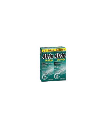 Afrin No Drip Severe Congestion Pump Mist Nasal Spray 12 Hour Relief 20 mL Bottle (Pack of 2)