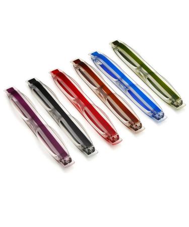 ZUMUii Butterme 6 Pack 360 Rotating Tube Pen Clip Reading Glasses Foldable with Case for Men and Women 2.5 X