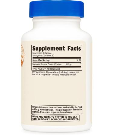 Nutricost Adrenal Glandular (350mg) 90 Capsules - Bovine Adrenal Cortex Supplement GMO-Free Gluten-Free - Buy Online on GoSupps.com